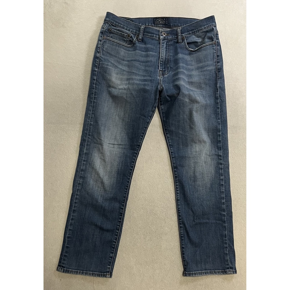 Lucky Brand 410 Athletic Straight Jeans Men's Size 34x30 (Fits 34x28) Blue Denim